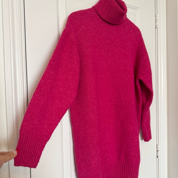 Mango Cranberry Pink Turtleneck Sweater Dress, Oversized XS - Picture 3 of 7